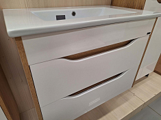 Тумба под раковину СаНта Сатурн 75 подвесная, дуб австрийский , изображение 4