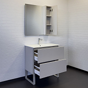 Тумба с раковиной Comforty Бильбао 80Н серый шёлк , изображение 4