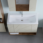 Тумба под раковину Бриклаер Кристалл 100 латте/дуб крафт , изображение 11