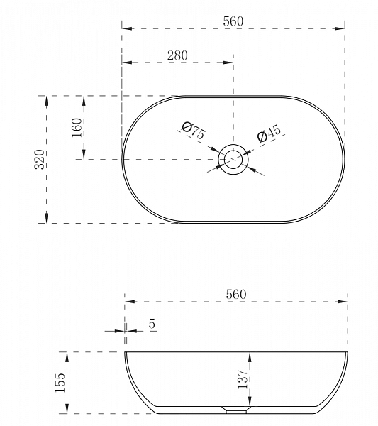 Раковина Abber Stein AS2611 56 см , изображение 3