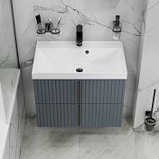 Тумба под раковину СаНта Юпитер 70 подвесная, графит матовый , изображение 3