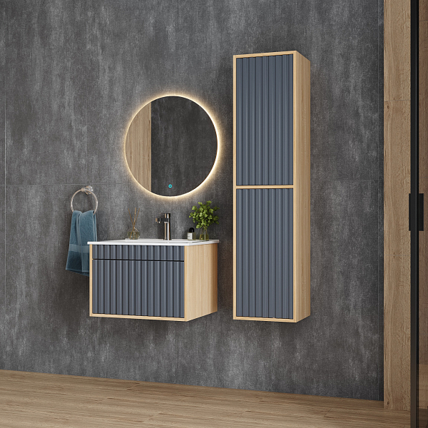 Шкаф-пенал Onika Дайлер 35 подвесной графит/дуб сонома , изображение 6