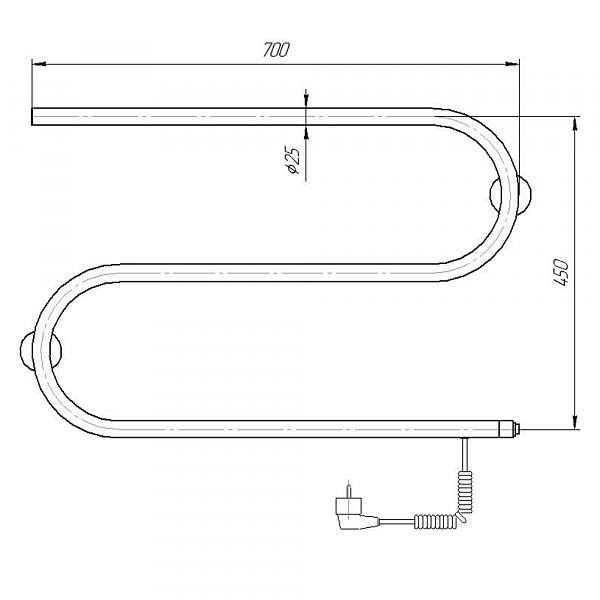 Полотенцесушитель электрический Domoterm S-образный 70x40 R , изображение 4