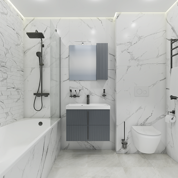 Тумба под раковину СаНта Юпитер 70 подвесная, графит матовый , изображение 4