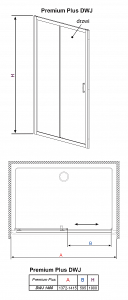 Душевая дверь в нишу Radaway Premium Plus DWJ 140 стекло фабрик , изображение 10