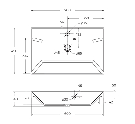 Фото Мебельная раковина BelBagno BB700/450-LV-ART-AST-NERO 70 см