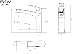 Смеситель Black&White Universe UK7901С для раковины , изображение 7