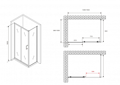 Душевой уголок Abber Schwarzer Diamant AG301405-S1005 140x100 , изображение 4