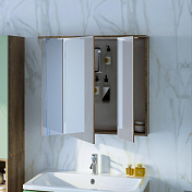 Зеркало-шкаф Бриклаер Кристалл 75 дуб гранж песочный, с подсветкой , изображение 2