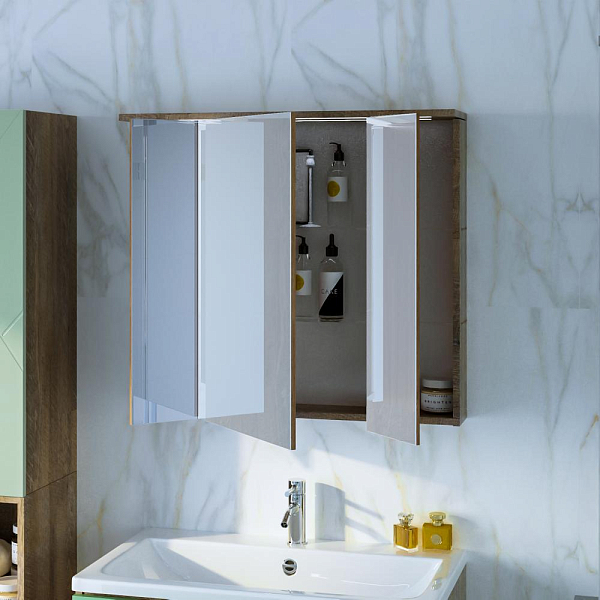 Зеркало-шкаф Бриклаер Кристалл 75 дуб гранж песочный, с подсветкой , изображение 2