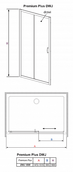 Душевая дверь в нишу Radaway Premium Plus DWJ 150 стекло фабрик , изображение 10