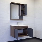 Тумба с раковиной Comforty Кемер 75 антрацит/дуб тёмно-коричневый , изображение 5