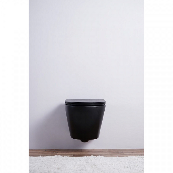 Унитаз подвесной Esbano Azalea черный матовый безободковый , изображение 3