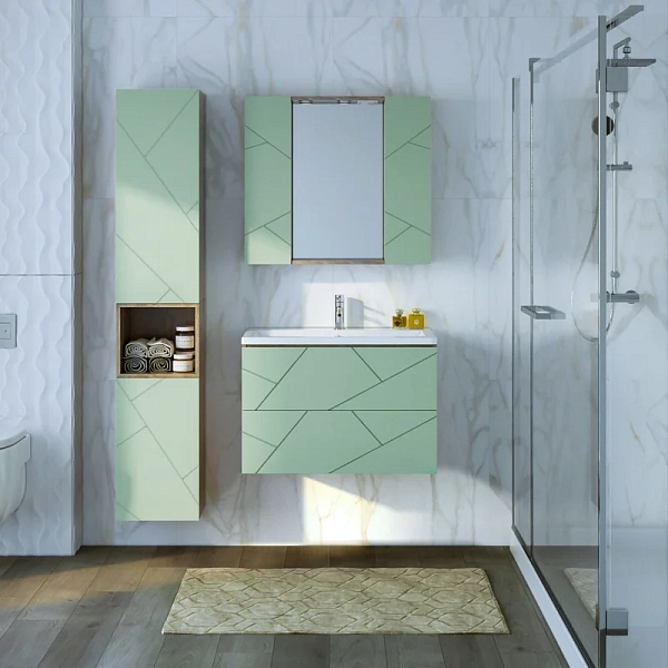 Тумба под раковину Бриклаер Кристалл 80 фисташка/дуб гранж песочный , изображение 5