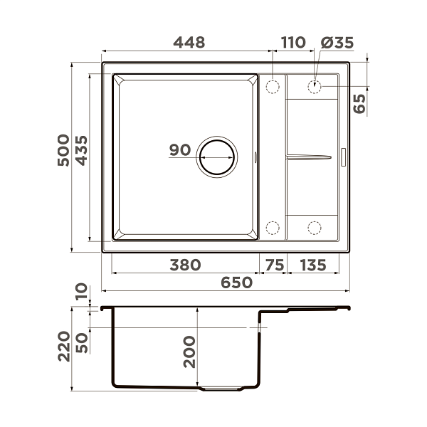 Мойка кухонная Omoikiri Sumi 65A-GB графит , изображение 2