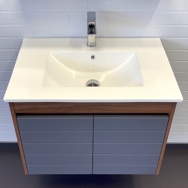 Тумба с раковиной Comforty Кемер 75 антрацит/дуб тёмно-коричневый , изображение 6