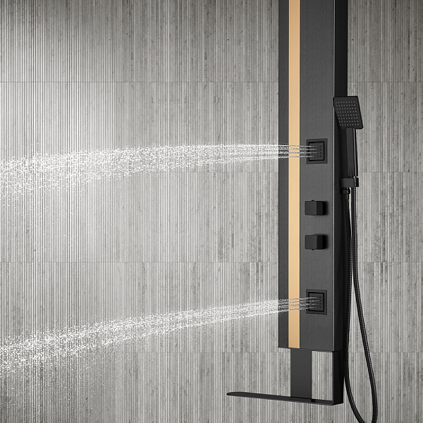 Душевая панель Black&White Gravity GR026 черный/золото , изображение 4