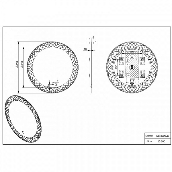 Зеркало Esbano ES-3596LD 80 , изображение 3