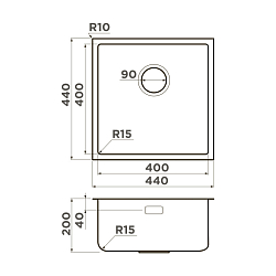 Фото Мойка кухонная Omoikiri Tadzava 44-U/I-IN ULTRA 15 нержавеющая сталь
