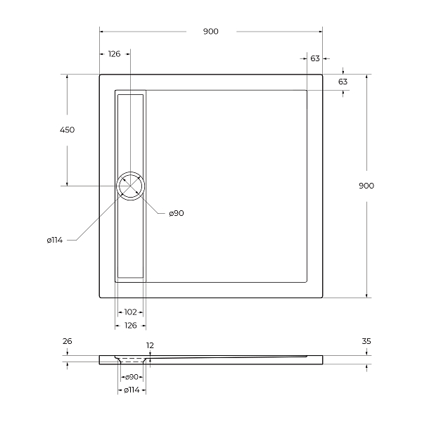 Поддон для душа BelBagno Due TRAY-BB-DUE-A-90-4-W0 90x90 , изображение 6