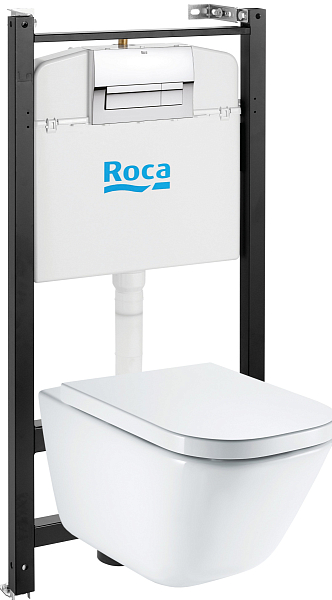 Комплект Roca The Gap Pack 893104100 подвесной унитаз + инсталляция + кнопка + сиденье , изображение 1