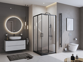 Фото Поддон для душа BelBagno Uno TRAY-MR-UNO-A-90-35-NERO-CR 90x90