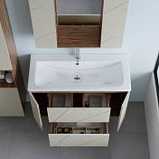 Тумба под раковину Бриклаер Кристалл 100 латте/дуб крафт , изображение 6