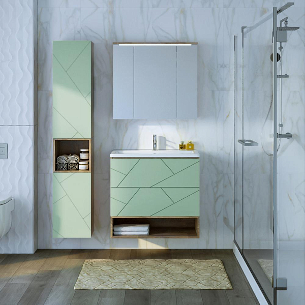 Зеркало-шкаф Бриклаер Кристалл 75 дуб гранж песочный, с подсветкой , изображение 3