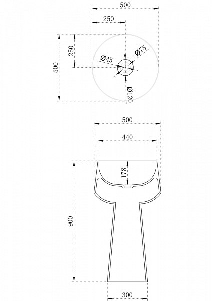 Раковина Abber Stein AS2508 50 см , изображение 4