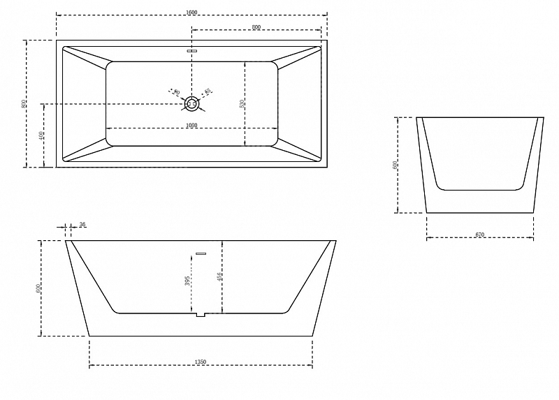 Акриловая ванна Abber AB9224-1.6 160х80 , изображение 5