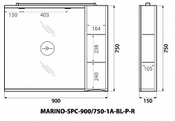 Зеркало-шкаф BelBagno Marino SPC-900/750-1A-BL-P-R правый , изображение 14