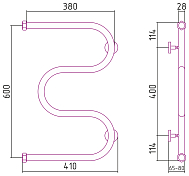 Изображение Полотенцесушитель водяной Сунержа М-образный+ 60х40 темный титан муар Полотенцесушитель водяной Сунержа М-образный+ 60х40 темный титан муар , изображение 5