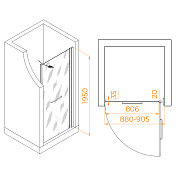 Душевая дверь RGW Passage PA-103W 90 см профиль белый, стекло прозрачное , изображение 2