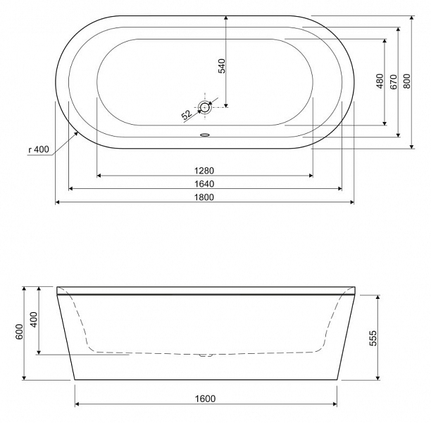 Акриловая ванна Cezares Metauro central 180-80-40-W37 180х80 , изображение 3
