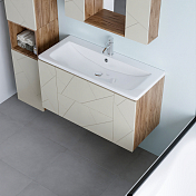 Тумба под раковину Бриклаер Кристалл 100 латте/дуб крафт , изображение 3