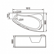 Акриловая ванна Gemy G9046 B R 160х95 , изображение 4