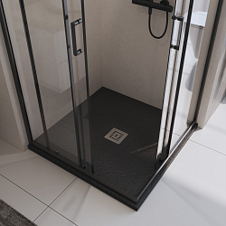 Фото Поддон для душа BelBagno Uno TRAY-MR-UNO-A-90-35-NERO-CR 90x90