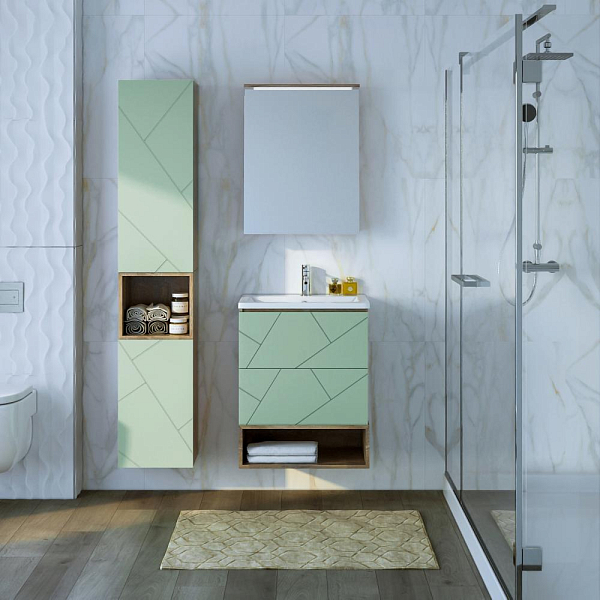 Зеркало-шкаф Бриклаер Кристалл 56 дуб гранж песочный, с подсветкой , изображение 3