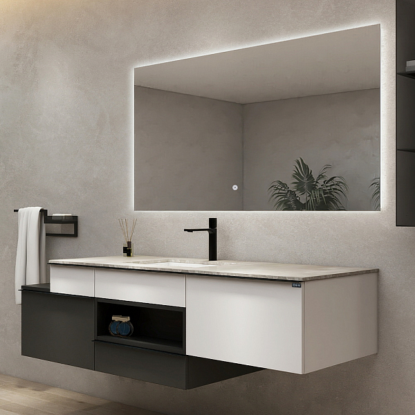 Тумба с раковиной Black&White Gravity AV703.1800 180 белый/серый , изображение 4