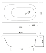 Акриловая ванна Cezares Eco 120-70-40 120х70 , изображение 3