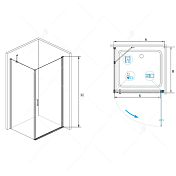 Душевой уголок RGW Leipzig LE-34 (LE-03 + Z-14) 80х120 см , изображение 3
