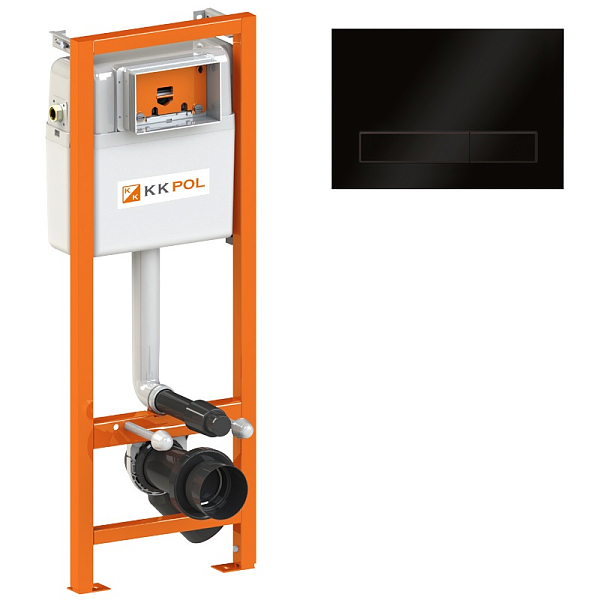 Система инсталляции для унитазов KK-POL Economic SET/M400/114/K черная кнопка , изображение 1