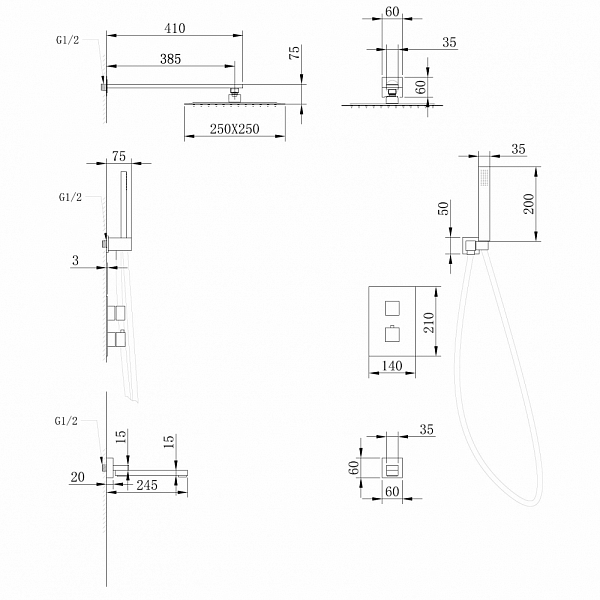 Душевой комплект Abber Daheim AF8250NG никель , изображение 3