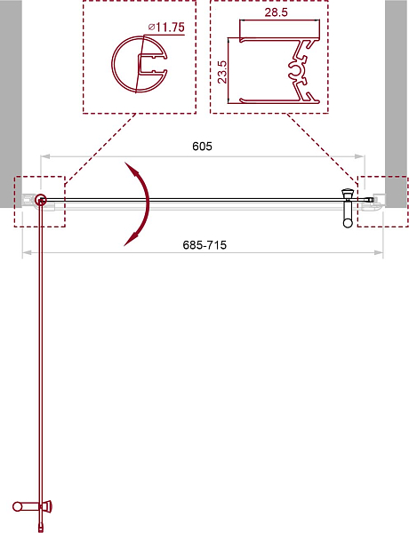 Душевая дверь в нишу BelBagno Uno B-1-70-CH-Cr , изображение 4