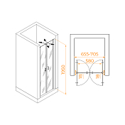 Душевая дверь RGW Passage PA-104В 70 см профиль черный, стекло прозрачное , изображение 2