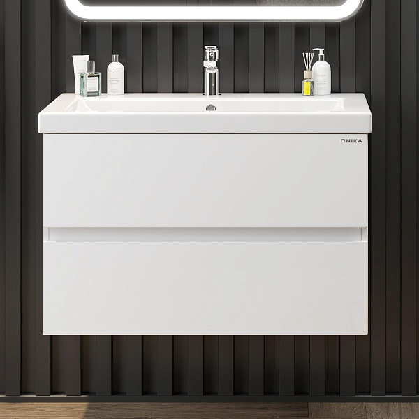 Тумба под раковину Onika Эвада 80 подвесная, белая , изображение 2