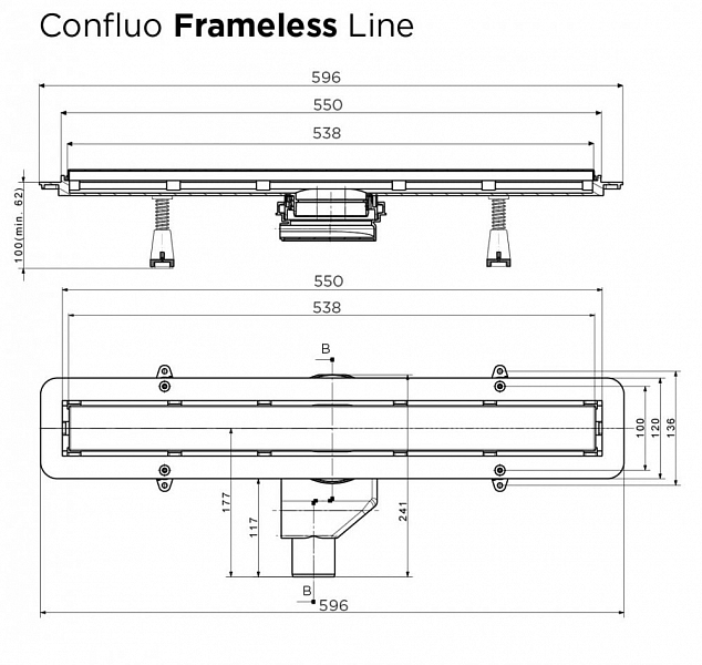 Поддон для душа Pestan Confluo Board 90x90 под плитку со встроенным лотком, решетка хром матовый , изображение 12