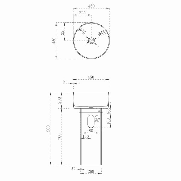 Раковина Abber Kristall AT2702Vesuvian-H 45 см , изображение 4