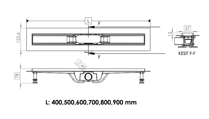 Душевой лоток Timo Smart Plus Strip SMP-SG90-LS40(DRY) с решеткой 90 см , изображение 2