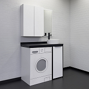 Тумба с раковиной Comforty Лозанна 100 белый глянец, для стиральной машины , изображение 3